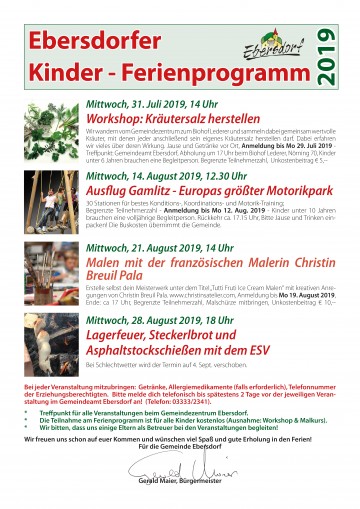 Kinderferienprogramm Ebersdorf 2019